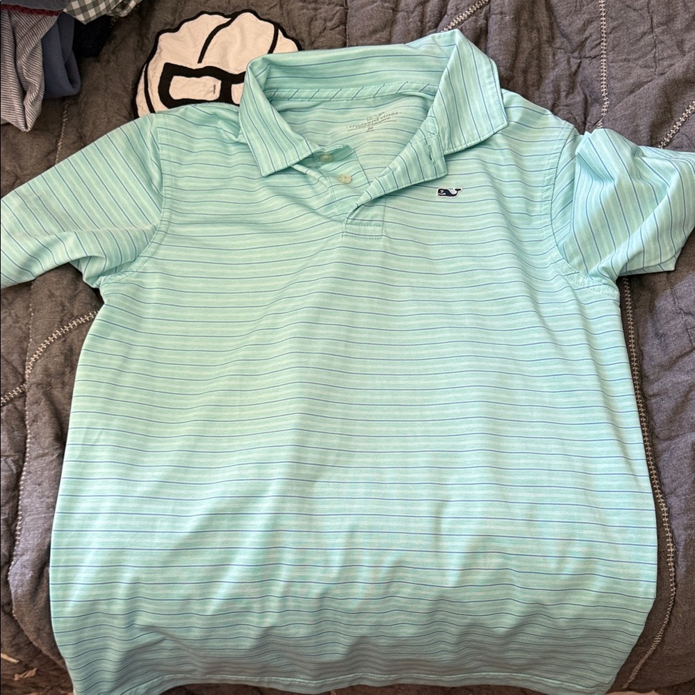 Vineyard Vines Aqua Striped Kids Polo